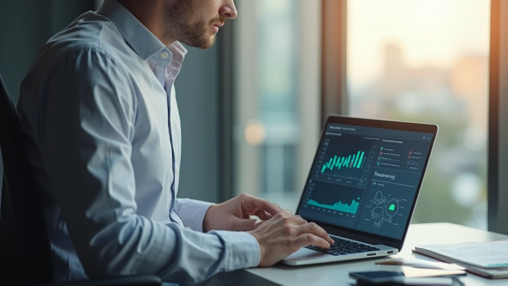 Анализ данных и метрик производительности на экране с графиками улучшения процессов